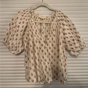 THE GREAT soft rosette floral pink top
Sz 2/M